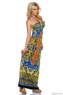 Sexy strapless maxi jurk van Miss 83 in blauw-rood