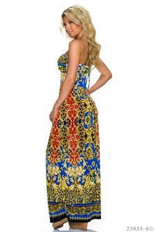 Sexy strapless maxi jurk van Miss 83 in blauw-rood