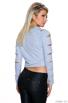 Sexy Sweat Shirt met Cut Outs in Grijs