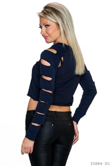 Sexy Sweat Shirt met Cut Outs in Donker Blauw
