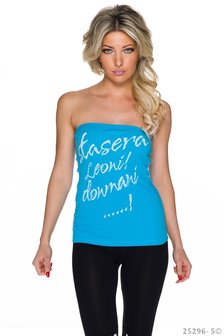 Sexy bandeau top met opdruk in Blauw