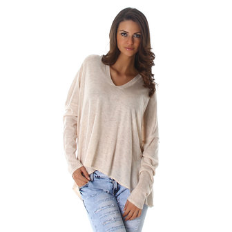 Sexy Pullover met V hals in Beige