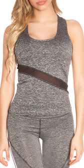 Sexy Tanktop met Mesh in Zwart/Grijs