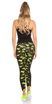 Trendy Workout Outfit Tanktop &amp; Leggings in Geel