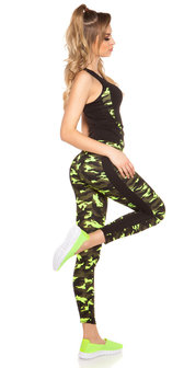Trendy Workout Outfit Tanktop &amp; Leggings in Geel