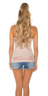 Sexy KouCla Tanktop met Studs &amp; Ster in Beige