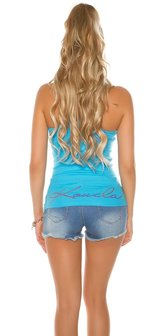 Sexy KouCla Tanktop met Studs &amp; Ster in Turquoise