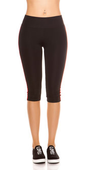 Trendy Workout Capri Leggings met Strepen in Rood/Groen