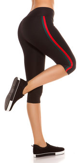 Trendy Workout Capri Leggings met Strepen in Rood/Groen