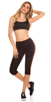 Trendy Workout Capri Leggings met Strepen in Rood/Groen