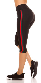 Trendy Workout Capri Leggings met Strepen in Rood/Groen