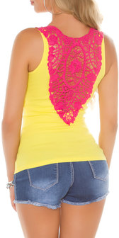 Sexy KouCla Tanktop LiLi met Embroidery in Geel