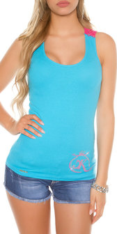 Sexy KouCla Tanktop LiLi met Embroidery in Turquoise