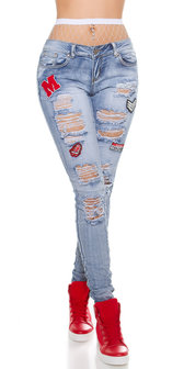 Sexy Skinny Jeans DeStroyed Look met Patches