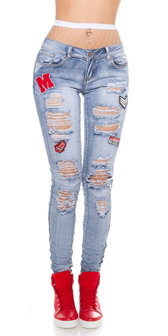 Sexy Skinny Jeans DeStroyed Look met Patches