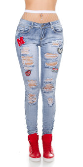 Sexy Skinny Jeans DeStroyed Look met Patches