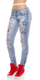 Sexy Skinny Jeans DeStroyed Look met Patches