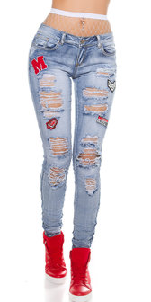 Sexy Skinny Jeans DeStroyed Look met Patches