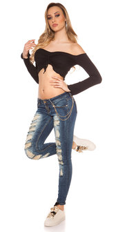 Sexy Koucla Jeans met Gouden Kant &amp; Ketting