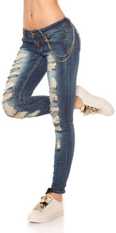 Sexy Koucla Jeans met Gouden Kant &amp; Ketting