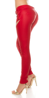 Sexy KouCla Leatherlook Broek met Sexy Cut Out in Rood