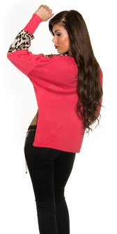 Sexy Koucla High Low Crop fine Knitted Jumper in Coral