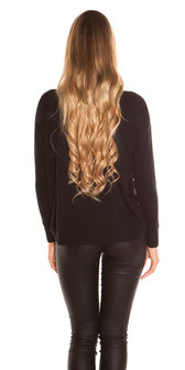 Sexy KouCla pullover met trendy Gaps in Zwart