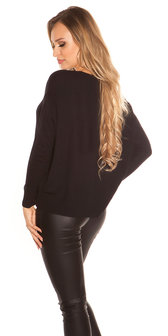 Sexy KouCla pullover met trendy Gaps in Zwart