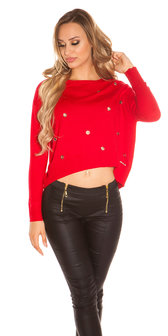 Sexy KouCla pullover met trendy Gaps in Rood