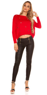 Sexy KouCla pullover met trendy Gaps in Rood