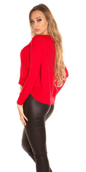 Sexy KouCla pullover met trendy Gaps in Rood