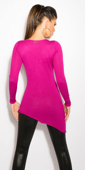 Sexy KouCla Sweater Assymetrisch met Strass in Violet