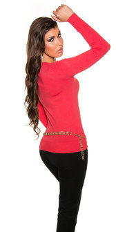 Trendy Koucla pullover met Veters in Coral