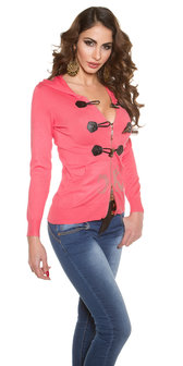 Trendy KouCla Hoody met Pockets en 2 way Zipp in Coral