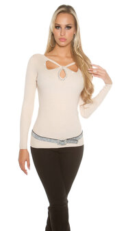 Sexy KouCla Ribbed Jumper met Sexy Insight in Beige