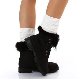 Sexy Furry Boots S172 in Zwart