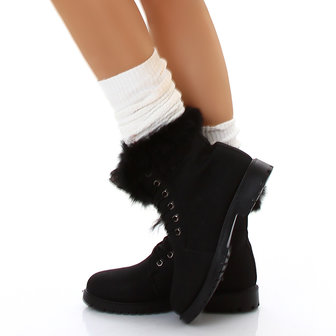 Sexy Furry Boots S172 in Zwart