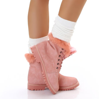 Sexy Furry Boots S172 in Roze