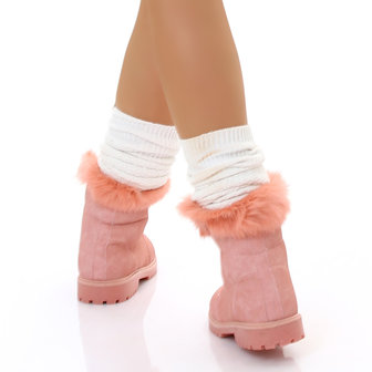 Sexy Furry Boots S172 in Roze