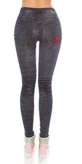 Trendy Jeanslook Leggins met Print in Licht Blauw