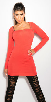 Sexy KouCla Longsweater met Spike Studs in Coral