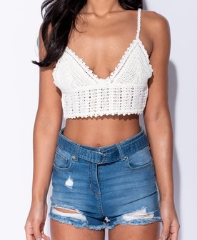 Crochet Plunge Neck Crop Top