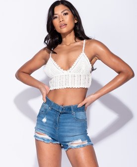 Crochet Plunge Neck Crop Top