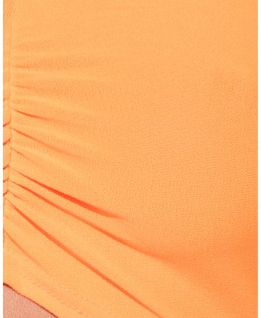 Ruching Detail Long Sleeve Bardot Crop Top in Oranje