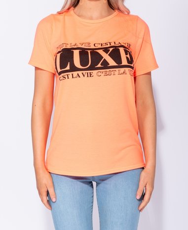 Luxe Print Oversized T Shirt in Oranje