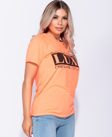 Luxe Print Oversized T Shirt in Oranje