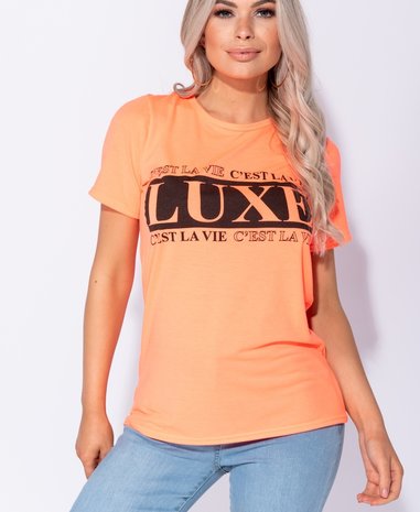 Luxe Print Oversized T Shirt in Oranje