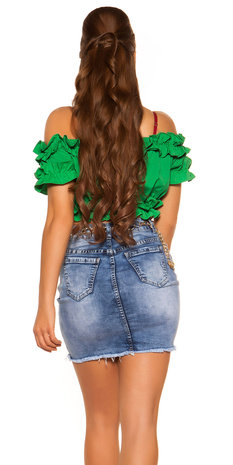 Sexy Carmen Crop Shirt in Groen