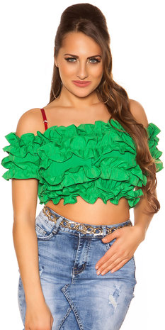 Sexy Carmen Crop Shirt in Groen