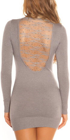 Sexy KouCla Longsweater met Kant en Studs in Grijs